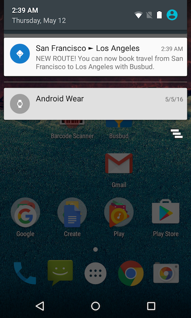 Busbud push notification for new routes